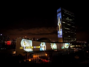 Racing Extinction Film Projection on UN Headquarters September 2014