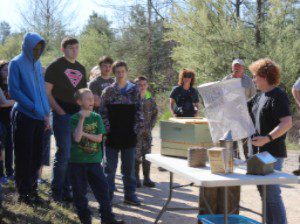 Green Forests Work and Coal County Beeworks provide pollinator education during the 2016 spring tree planting season. 