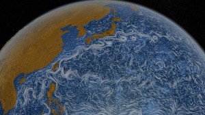 A visualization of ocean currents.